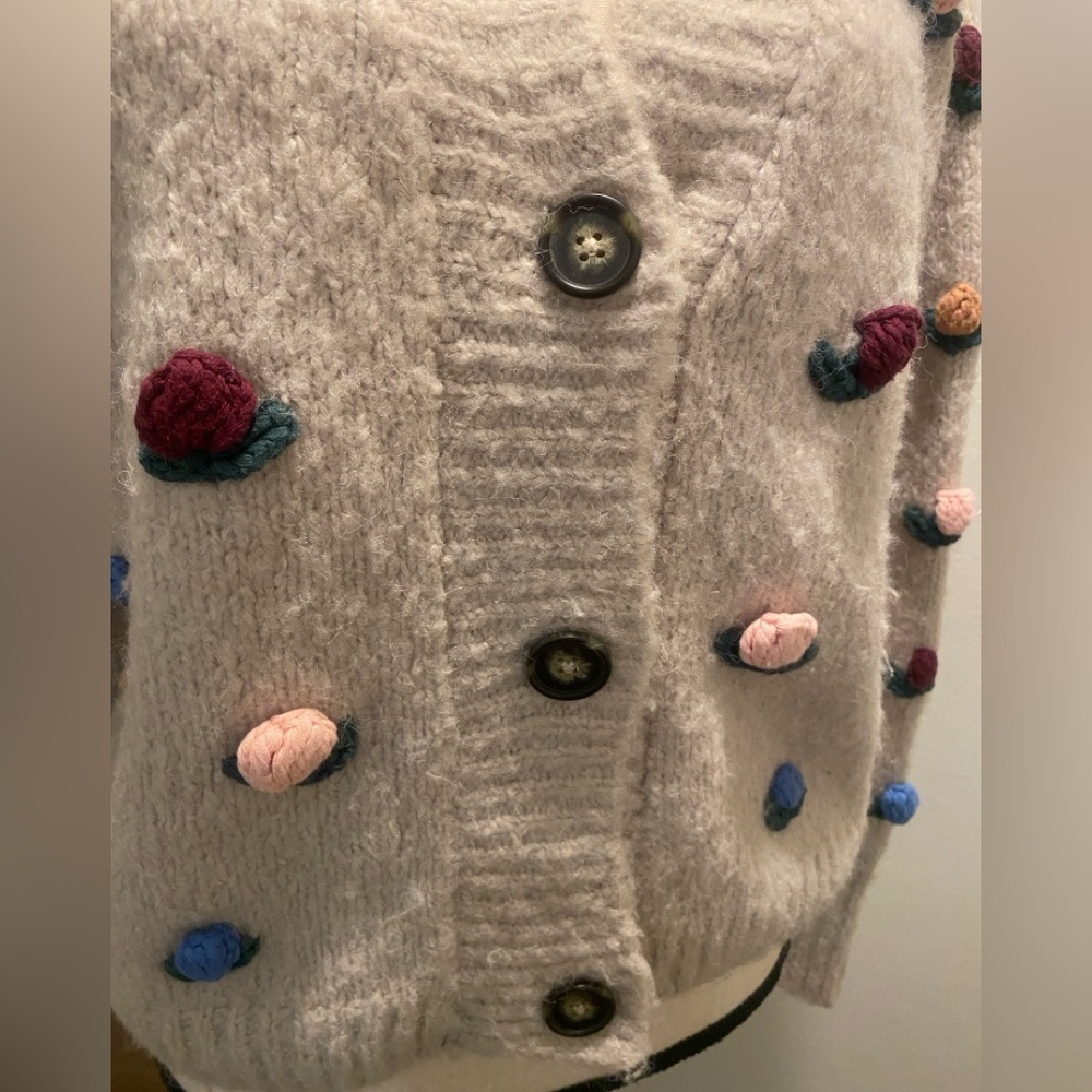 Zara Crochet Floral Knit Cardigan Cottagecore size M - Picture 15 of 16